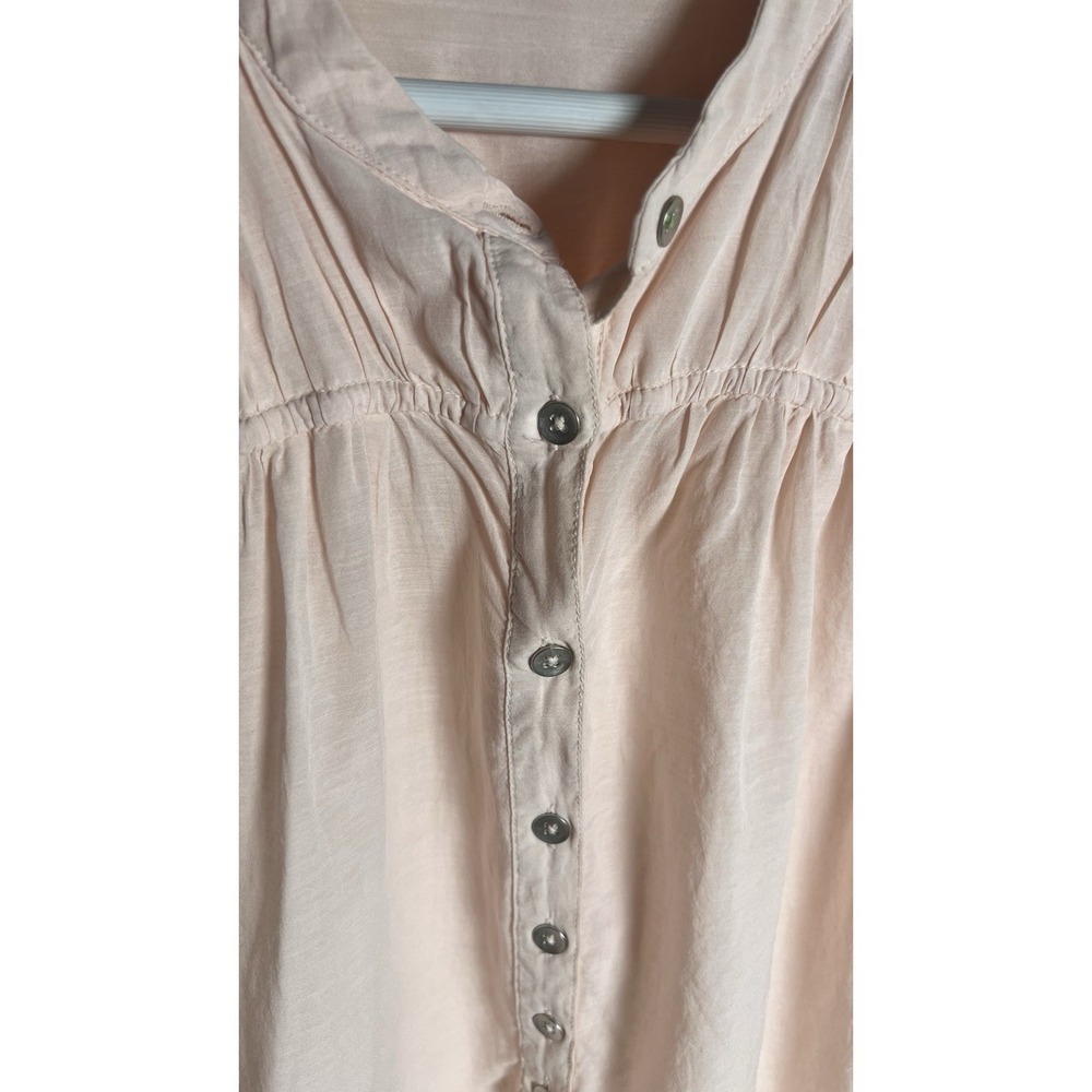 Anthropologie Pilcro Henley Womens Medium Boxy Boho Blouse Peach Cotton Blend - Picture 6 of 11